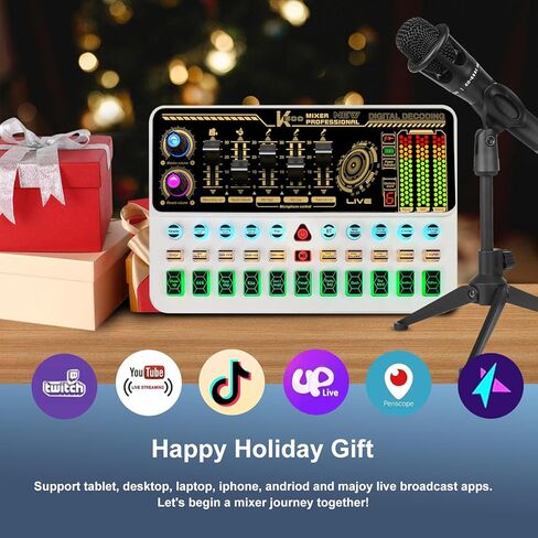 حزمة معدات البودكاست، واجهة صوت أساسية مع ميكروفون وحامل، إزالة الصوت، الاسترجاع، حزمة معدات بودكاست سهلة الاستخدام لـ KTV، البث المباشر، البث الصوتي in Kuwait