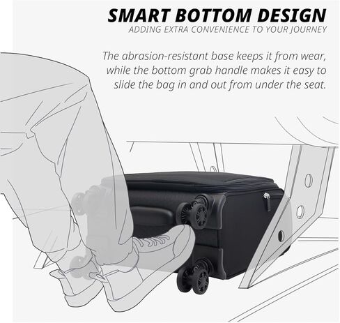 Verage تحت أمتعة المقعد مع عجلات ، ساحة Softside Small Spinner تحمل أكياس أمتعة لطائرات شركات الطيران الرحلة القصيرة للنساء (الأسود ، تحت القماع 14 بوصة) in Kuwait