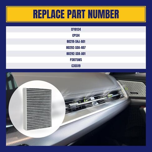 CF10134 Cabin Air Filter for Honda Accord Civic CR-V Pilot Odyssey Ridgeline for Acura MDX RDX TL ILX Cabin Filter Replacement with Activated Carbon Replace CP134 80219-SHJ-A01, 1 Pack in Saudi Arabia