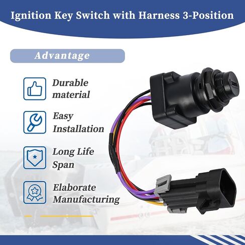 87-897716K01 Ignition Key Switch with Harness 3-Position Fit for Mercury Marine Quicksilver Outboard Motor 8M0059686 897716 Boat Engine Key Switch in Saudi Arabia