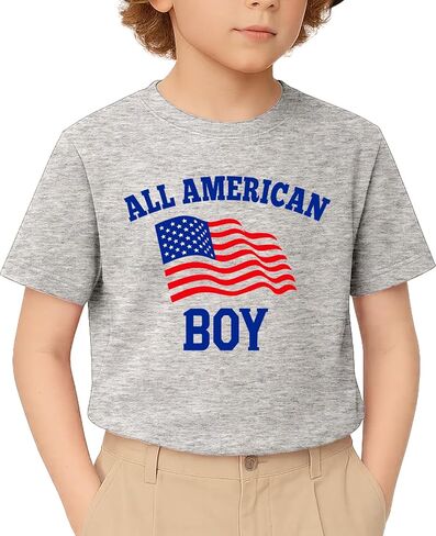 Flafens 4th of July Shirts for Boys - Independence Day Boys 4th of July Shirt Kids Patriotic USA American Flag T-Shirt in Kuwait