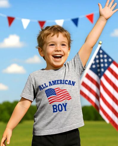 Flafens 4th of July Shirts for Boys - Independence Day Boys 4th of July Shirt Kids Patriotic USA American Flag T-Shirt in Kuwait