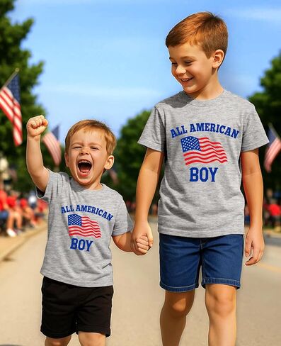 Flafens 4th of July Shirts for Boys - Independence Day Boys 4th of July Shirt Kids Patriotic USA American Flag T-Shirt in Kuwait