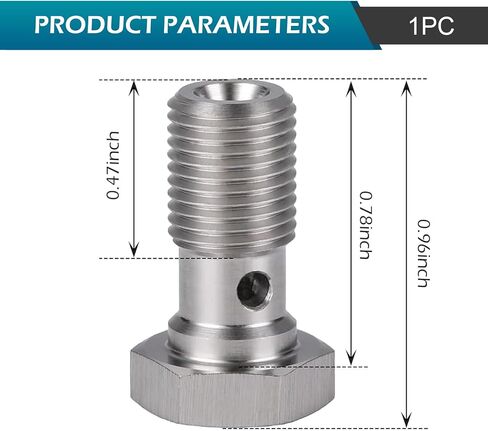 1 PC M10x1.0 Metric Stainless Steel Single Banjo Bolt Brake Fitting Adapter, 304 Stainless Steel External Hexagon Hollow Screw with Two Copper Spacers, Universal for Most Cars (Silver) in Saudi Arabia