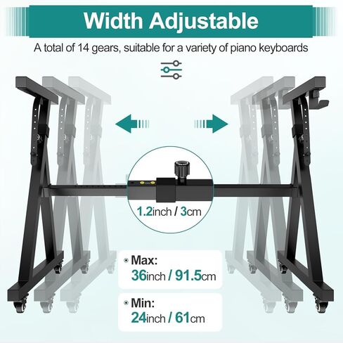 Z Style Adjustable & Portable Heavy Duty Music Stand for Piano Keyboards, Fits 49/61/76/88 Keys, Folding for Travel & Storage in Kuwait