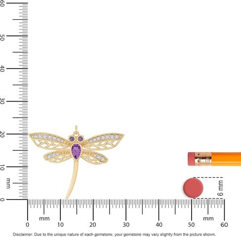 Natural Gemstone with Moissanite Dragonfly Pendant Necklaces for Women in 925 Silver/18K Yellow/Rose Gold Vermeil, Birthstone Jewelry Gifts for Her Birthday, Wedding, Anniversary, Graduation in Saudi Arabia