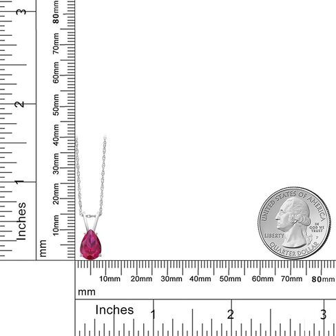 Gem Stone King 10K White Gold Gemstone Birthstone Teardrop Pendant Necklace For Women | Pear Shape 10X7MM | Gold Necklace For Women | With 18 Inch Chain in Kuwait