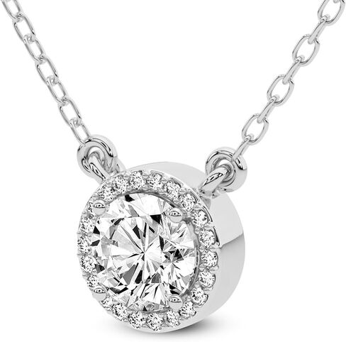 FRIENDLY DIAMONDS 0.75 Carat - 6 Carat IGI Certified Lab Grown Diamond | Flaire Halo Lab Diamond Necklace 14K Or 18K White, Yellow Or Rose Gold | FG-VS Quality in Saudi Arabia