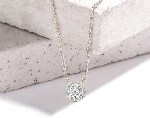 FRIENDLY DIAMONDS 0.75 Carat - 6 Carat IGI Certified Lab Grown Diamond | Flaire Halo Lab Diamond Necklace 14K Or 18K White, Yellow Or Rose Gold | FG-VS Quality in Saudi Arabia