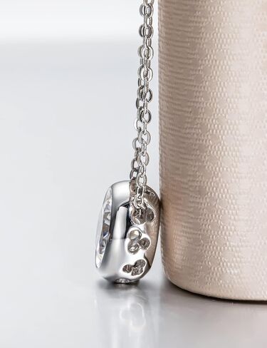 14K White Gold over S925 Sterling Silver 2ct Diamond Bezel Pendant Necklace for Women, Brilliant Round Cut Diamond, Engagement, Thoughtful Gift for Wife on Wedding Day in Saudi Arabia