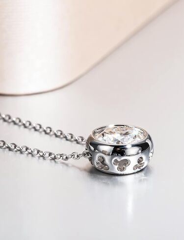14K White Gold over S925 Sterling Silver 2ct Diamond Bezel Pendant Necklace for Women, Brilliant Round Cut Diamond, Engagement, Thoughtful Gift for Wife on Wedding Day in Saudi Arabia