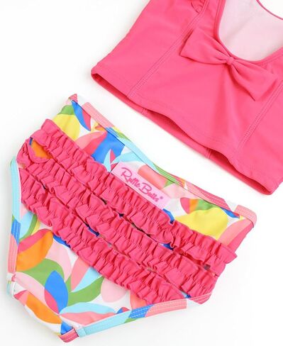 RuffleButts Cayenne Pop Stripe Waterfall Tankini - 10 in Saudi Arabia