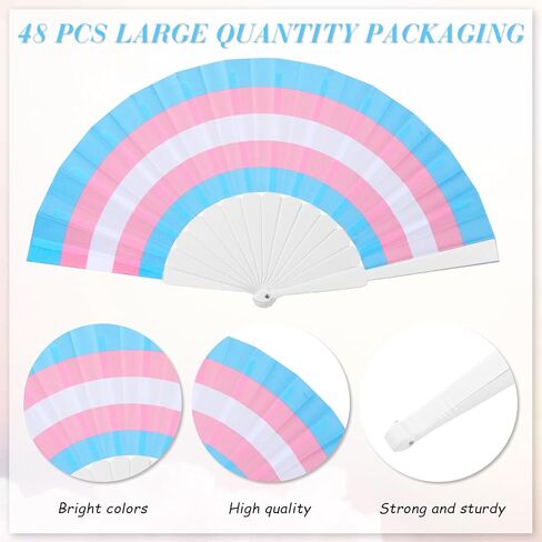 Kigley 48 قطعة من مراوح الشريط الوردي، مراوح قابلة للطي لسرطان الثدي، مروحة يدوية ملونة، مروحة بلاستيكية قابلة للطي للنساء، هدايا سرطان الثدي، ديكورات حفلات التوعية بالسرطان in Kuwait