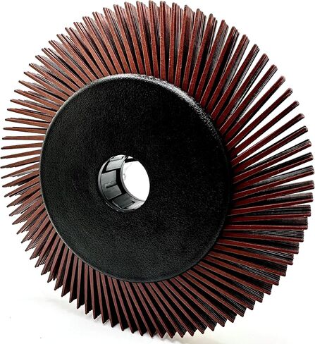Radial Bristle Brush, 6 in x 1/2 in x 1 in 80 Grit (Yellow) with Adapter, Type C Curved Bristle (Pack of 1) in Saudi Arabia
