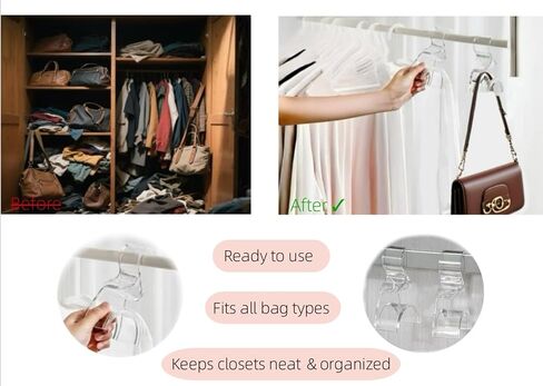 6 Pcs Purse Hanger for Closet - Handbag Hanger Organizer Storage - Over The Closet Rod Hook for Storing and Organizing Purses | Satchels | Handbags | Backpacks, Protecting Bag Shape & Organizing Space in Saudi Arabia