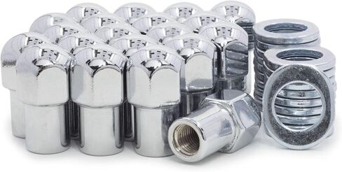 25 Lug Nuts 12x1.5 Chrome Dome Top Nut .75 Shank Center Washers Steel for Pontiac ، for Olds ، for GMC ، for Chevy ، for Buick ، Fit Testing in Saudi Arabia