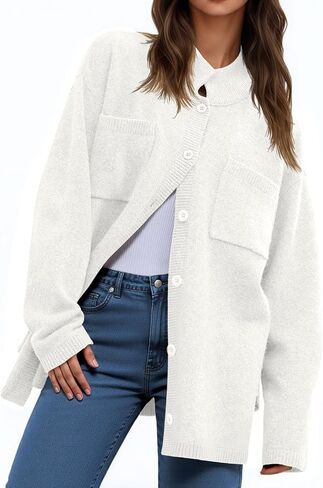 Saodimallsu Womens Button Up Knit Cardigans Oversized Collared Casual Long Sleeve Open Front Fall Sweater Jackets in Saudi Arabia