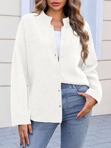 Saodimallsu Womens Button Up Knit Cardigans Oversized Collared Casual Long Sleeve Open Front Fall Sweater Jackets in Saudi Arabia