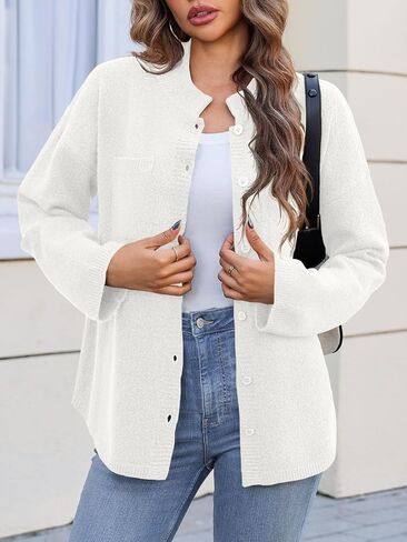 Saodimallsu Womens Button Up Knit Cardigans Oversized Collared Casual Long Sleeve Open Front Fall Sweater Jackets in Saudi Arabia