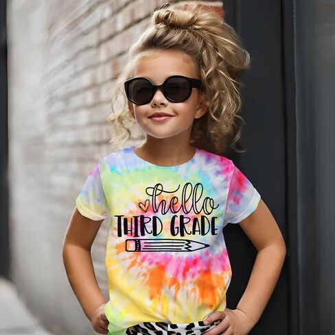 Kekemi Kid Girls Day First of School Shirt Hello روضة الأطفال الأولى/الثانية/الثالثة مرة أخرى in Saudi Arabia