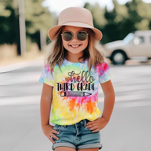 Kekemi Kid Girls Day First of School Shirt Hello روضة الأطفال الأولى/الثانية/الثالثة مرة أخرى in Saudi Arabia