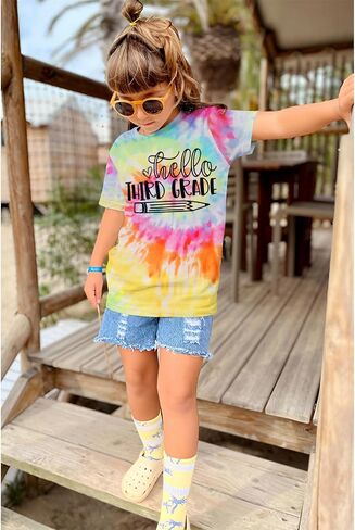 Kekemi Kid Girls Day First of School Shirt Hello روضة الأطفال الأولى/الثانية/الثالثة مرة أخرى in Saudi Arabia
