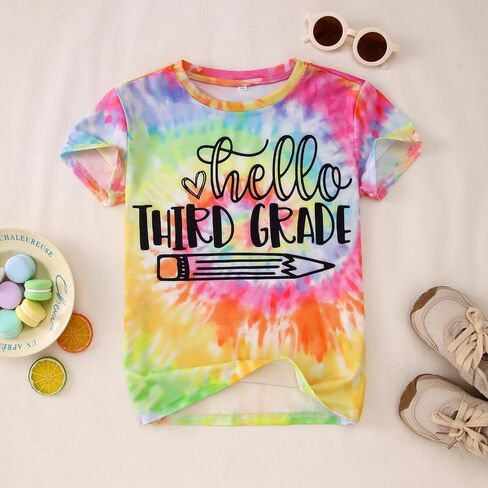 Kekemi Kid Girls Day First of School Shirt Hello روضة الأطفال الأولى/الثانية/الثالثة مرة أخرى in Saudi Arabia