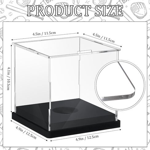 Baderke Softball Display Case Acrylic Softball Holder Stand Baseball Display Holder UV Protected Memorabilia Ball Box Clear Display Cube for Sports Ball Storage (Remove the Protective Film Before Use) in Kuwait