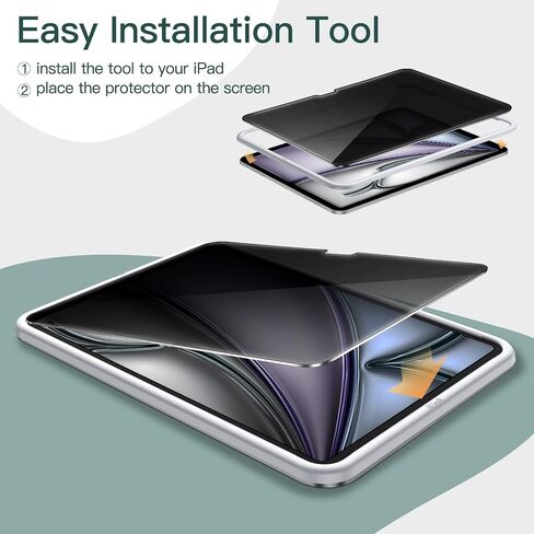 واقي شاشة JETech لجهاز iPad Air 13 بوصة M2 (2024) مع إطار سهل التركيب، طبقة من الزجاج المقوى، شفاف عالي الدقة، عبوتان in Saudi Arabia