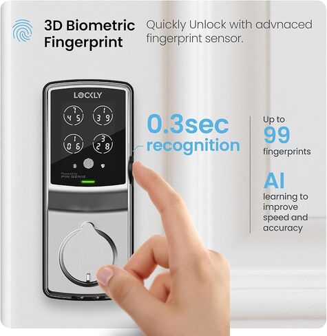 Lockly Secure Plus Smart Deadbolt Bluetooth Digital Door Lock, Fingerprint Scanner, Touchscreen Keypad, App Control, Auto Lock, Keyless Entry Door Lock in Saudi Arabia
