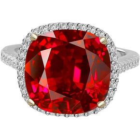 S925 Sterling Silver Red Ring with 12.5 Carat Natural Ruby in Center, Ruby Birthstone Jewelry for Women in Saudi Arabia