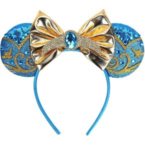 Mouse Ears Headbands For Women Adult Mouse Ear Costume Cosplay Birthday for Park Blue Party with Bows in Saudi Arabia