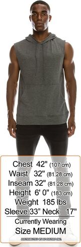 JC DISTRO USA-made Mens Active Lightweight Soft Fabric Sleeveless Hoodie (S~Big 6XL, Big in Kuwait
