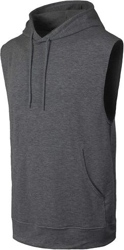 JC DISTRO USA-made Mens Active Lightweight Soft Fabric Sleeveless Hoodie (S~Big 6XL, Big in Kuwait
