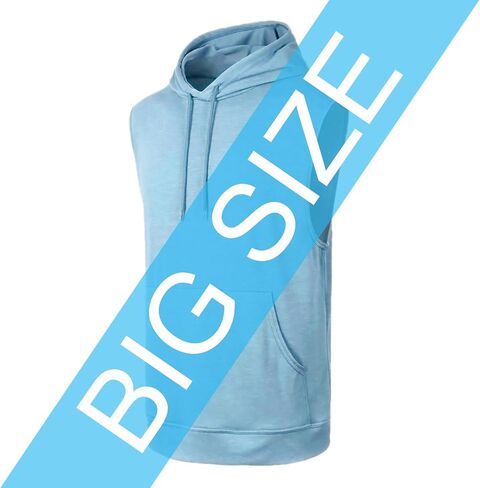 JC DISTRO USA-made Mens Active Lightweight Soft Fabric Sleeveless Hoodie (S~Big 6XL, Big in Kuwait