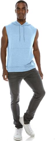 JC DISTRO USA-made Mens Active Lightweight Soft Fabric Sleeveless Hoodie (S~Big 6XL, Big in Kuwait