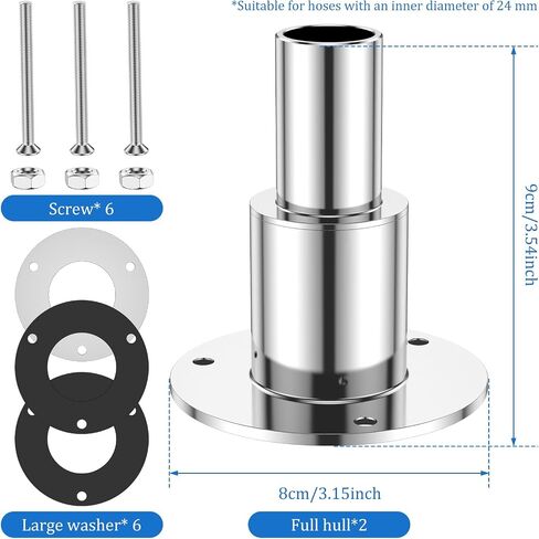 Thru Hull Exhaust Skin,24mm Tube Pipe Socket Hardware,316 Stainless Steel Thru Hull Exhaust Skin for Boats Car Truck Diesel Parking Heaters in Saudi Arabia