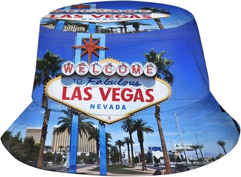 Las Vegas Sign Bucket Hat, Packable Outdoor Travel Sun Hat Fashion Beach Fisherman Hat Cap for Men and Women in Kuwait
