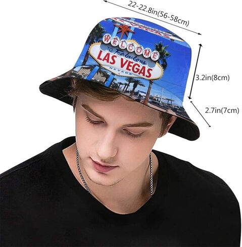 Las Vegas Sign Bucket Hat, Packable Outdoor Travel Sun Hat Fashion Beach Fisherman Hat Cap for Men and Women in Kuwait