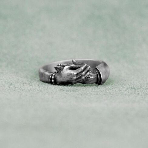 عناق يدي خاتم لطيف ، عانق عاشق الأصابع الخاتم الفضي ، معانقة فرقة الزفاف الفضية الحب ، هدية لصديقة ، هدية للزوجة in Kuwait