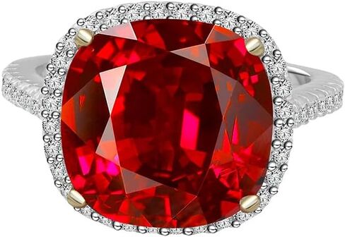 S925 STERLING SILVER REing مع 12.5 قيراط روبي طبيعي في الوسط ، مجوهرات روبي المولد للنساء in Saudi Arabia