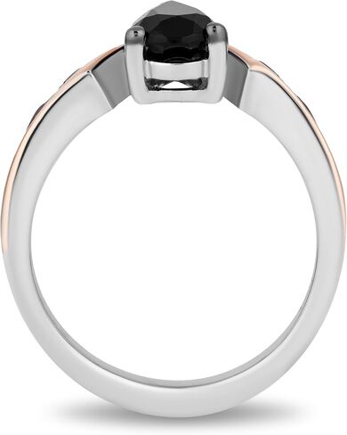 Jewelili Enchanted Disney Fine Jewelry Sterling Silver and 10K Rose Gold with 1/8 CTTW Diamond and Black Onyx Maleficent Wings Ring Size 8 in Saudi Arabia