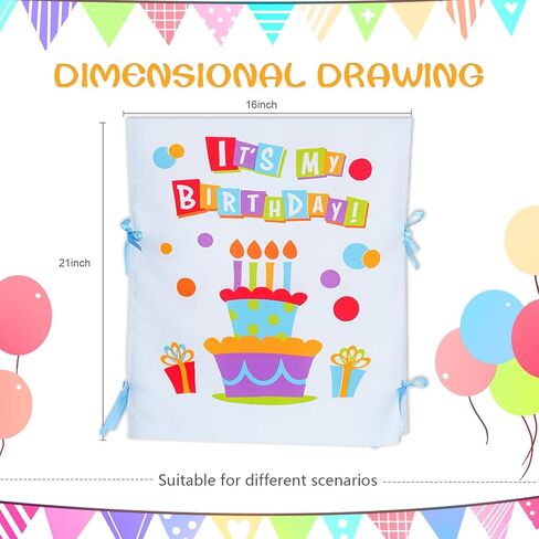 Birthday Chair cover-2-Piece Set with Ribbon &Birthday Chair Cover for Classroom-Machine Washable Reusable-Perfect for Birthday Party &School in Saudi Arabia