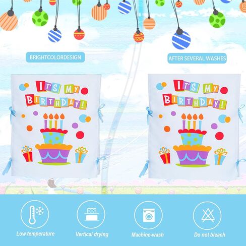 Birthday Chair cover-2-Piece Set with Ribbon &Birthday Chair Cover for Classroom-Machine Washable Reusable-Perfect for Birthday Party &School in Saudi Arabia