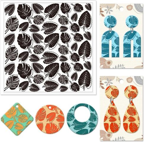 CHGCRAFT Polymer Clay Texture Sheets Leaves Flowers Bushes Clay Texture Mat Silicone Texture Clay Modeling Pattern Pad Silicone Clay Texture Mat for Polymer Clay Making Earrings Jewelry 5.5x5.5inch in Saudi Arabia
