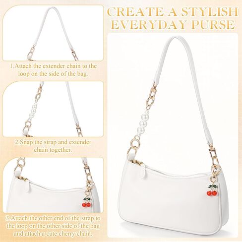 Abbylike 6 PCS Counter Bag للنساء مع 3 سلسلة موسعة Cherry Charm Small Leather Pres in Saudi Arabia