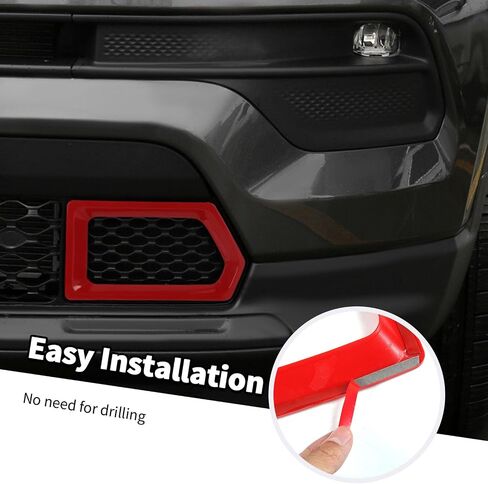 Jimen Fit for Jeep Compass 2021-2024, 2PCS Front Bumper Grille Cover Trim (Red) in Kuwait
