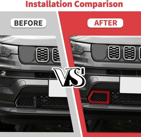 Jimen Fit for Jeep Compass 2021-2024, 2PCS Front Bumper Grille Cover Trim (Red) in Kuwait