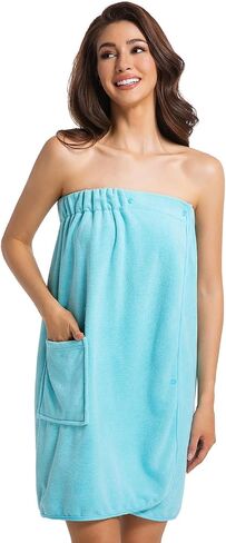 Womens Towel Wrap Bath Robe Lightweight Spa Body Wrap Shower Adjustable Snap Closure in Saudi Arabia