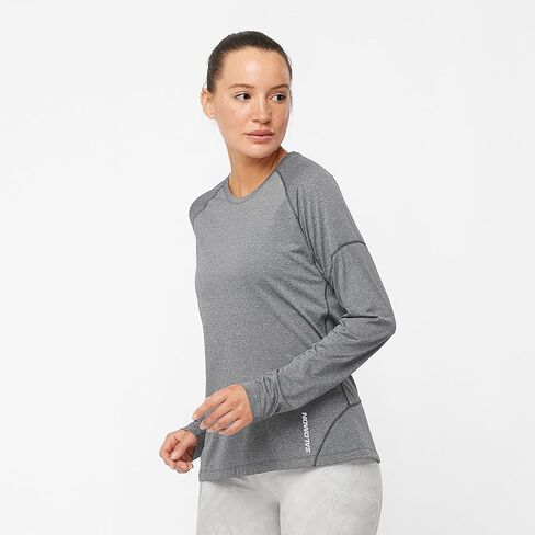 Salomon Women's Standard Cross Run LS TEE W-DEEP Black-Heather XL in Saudi Arabia